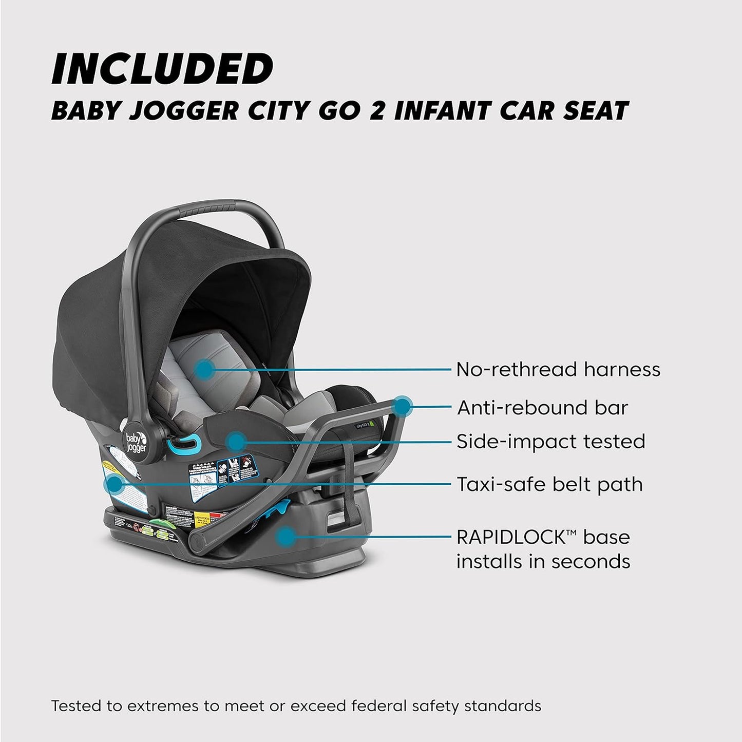👶 Baby Jogger® City Select® 2 Travel System – Modular Lightweight Stroller + City GO® 2 Infant Car Seat | Converts to Double/Triple | Compact Fold