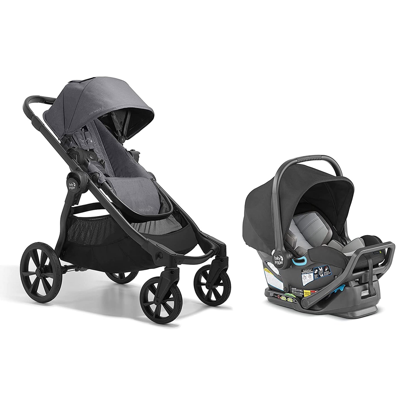 👶 Baby Jogger® City Select® 2 Travel System – Modular Lightweight Stroller + City GO® 2 Infant Car Seat | Converts to Double/Triple | Compact Fold