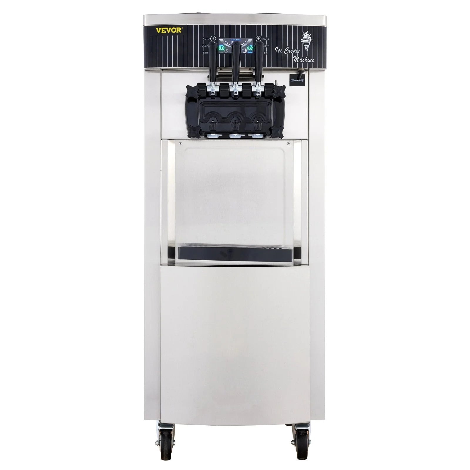 VEVOR Commercial Soft Serve Ice Cream Machine – 2200W Stainless Steel Frozen Yogurt Maker with 3 Flavors, LCD Control & Auto Cleaning – 5.3–7.4 Gal/hr Output